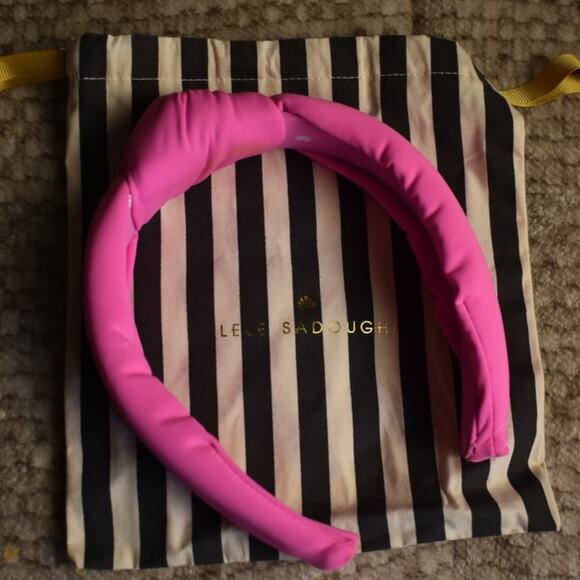 Lele Sadoughi Neon Pink Signature Knot Headband